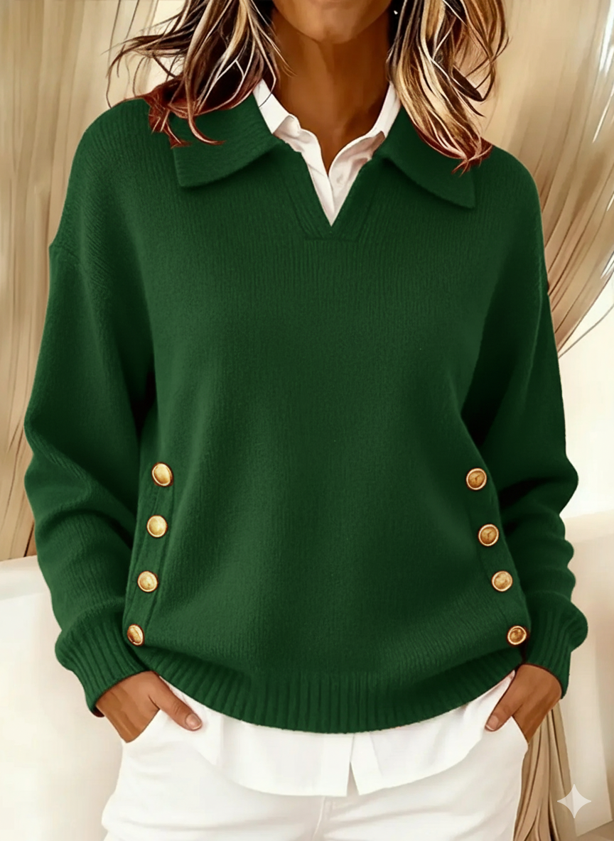 Erminia | Maglione con Collo Polo e Bottoni