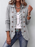 Angelina | Giacca in Maglia Grigio Melange con Volant