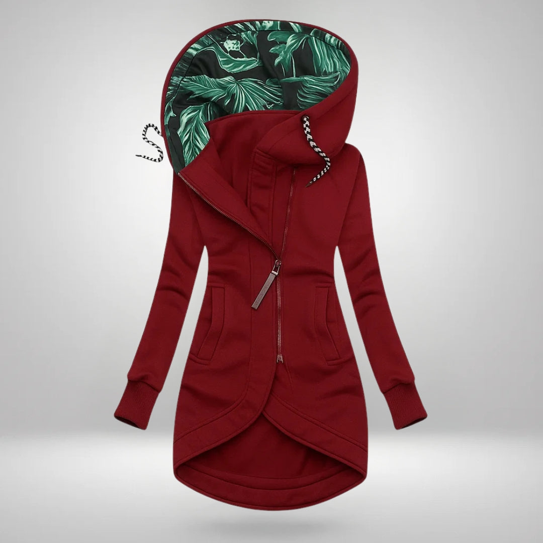 Lucrezia | Cappotto Lungo con Cappuccio e Fodera Tropicale