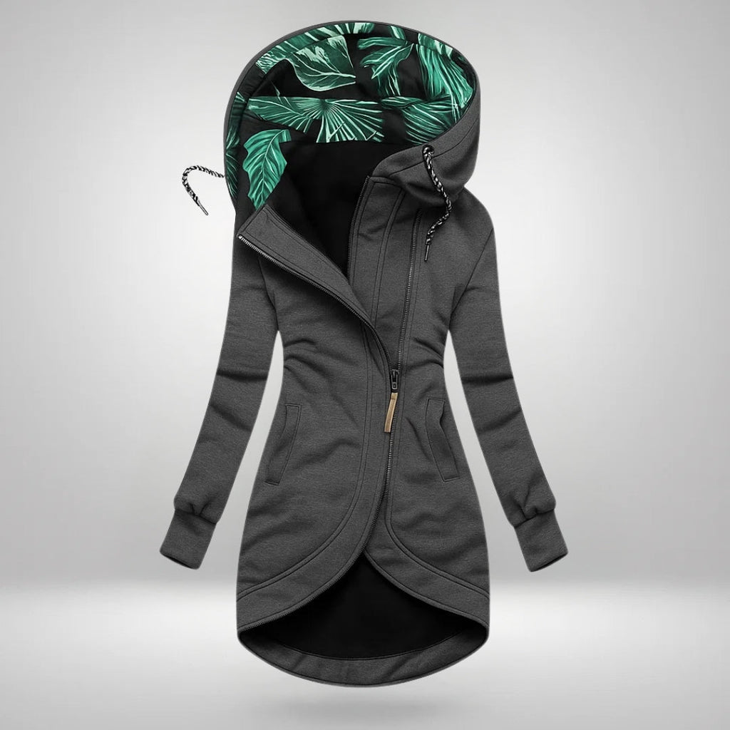 Lucrezia | Cappotto Lungo con Cappuccio e Fodera Tropicale