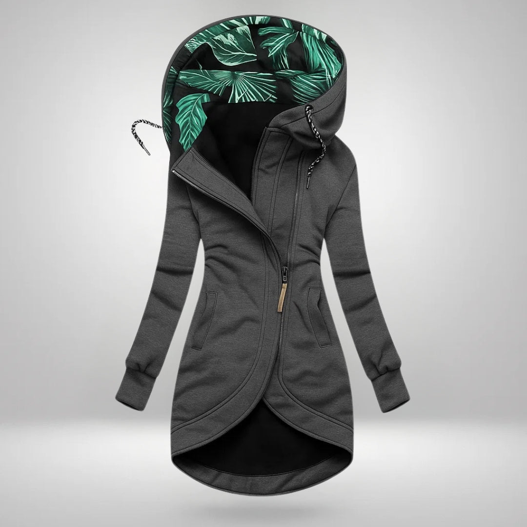 Lucrezia | Cappotto Lungo con Cappuccio e Fodera Tropicale