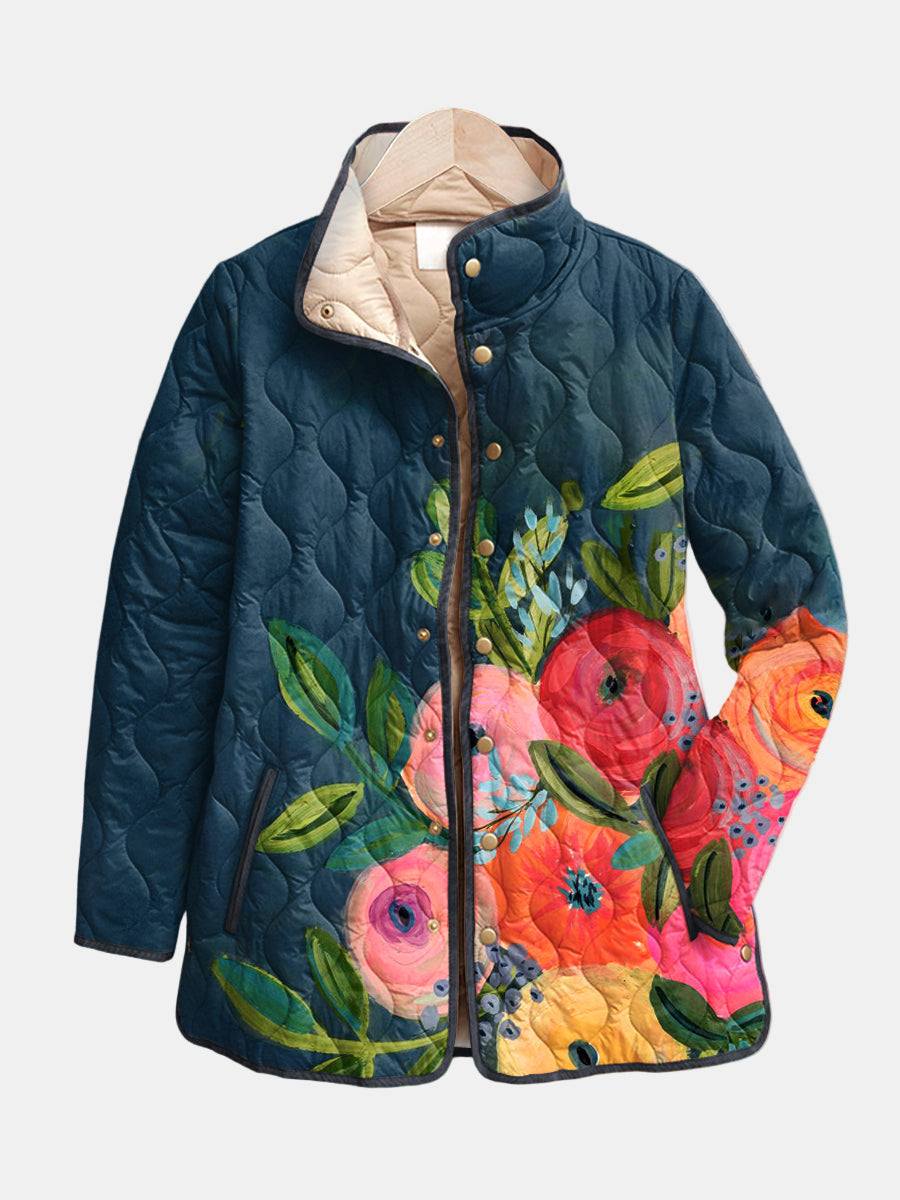 Camilla | Giacca Trapuntata Fiori Dipinti
