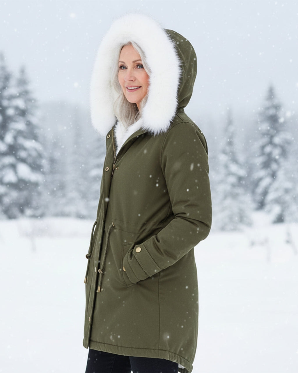Rina | Parka con Cappuccio Bordato
