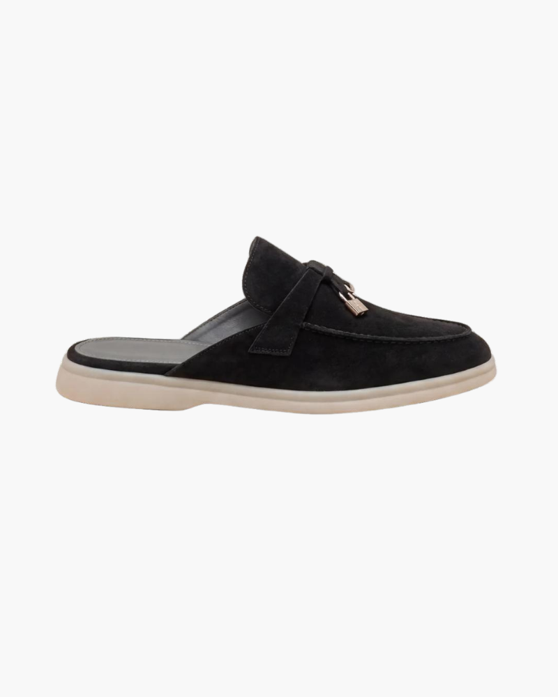 Mediterraneo | Mocassino Aperto Camoscio — Nero