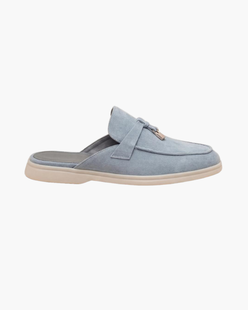 Mediterraneo | Mocassino Aperto Camoscio — Azzurro