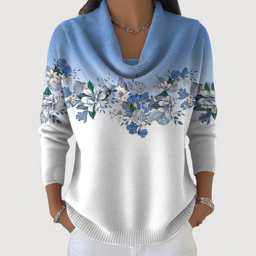 Aurora | Maglione Floreale con Collo Alto