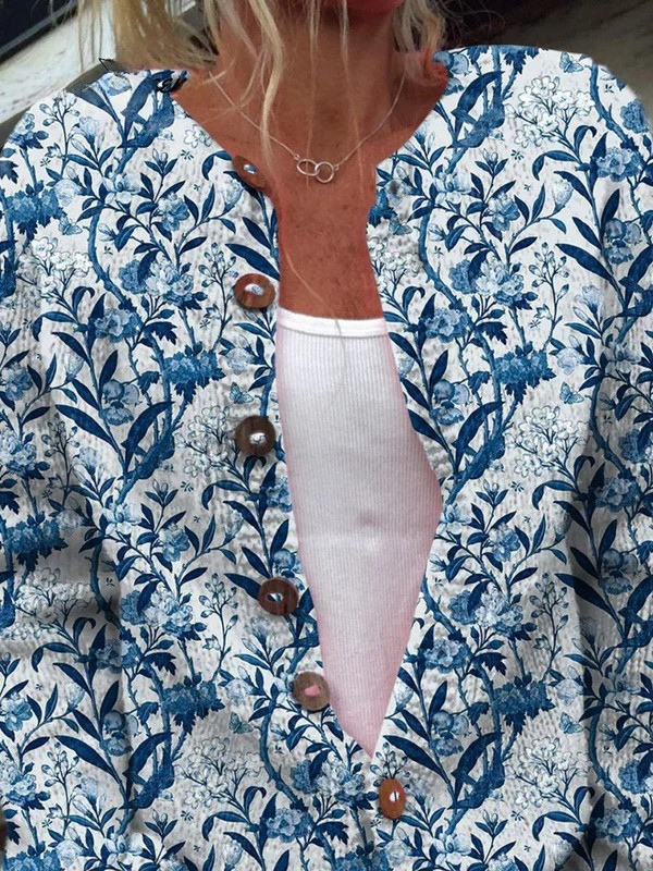 Azzurra | Cardigan Botanico Indaco