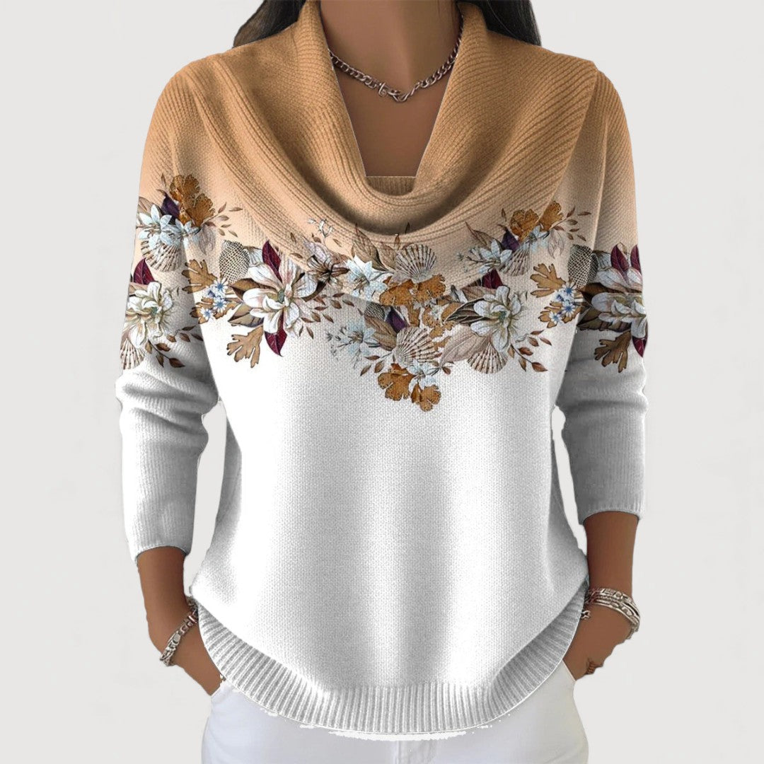 Aurora | Maglione Floreale con Collo Alto
