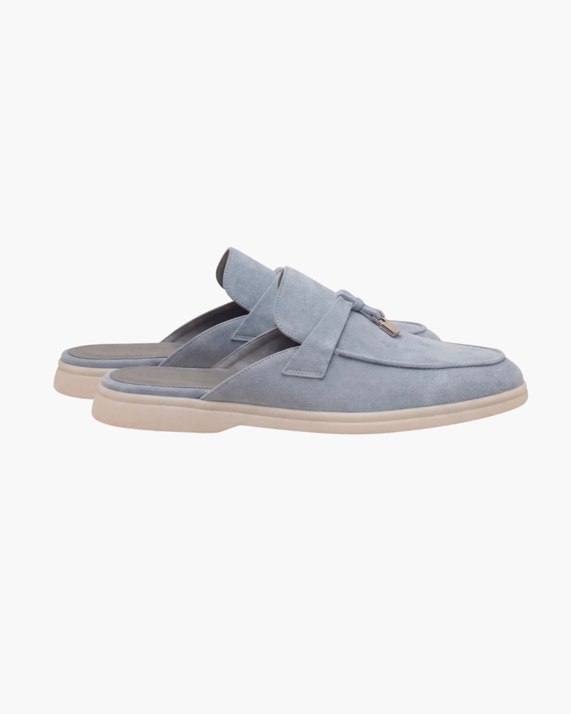 Mediterraneo | Mocassino Aperto Camoscio — Azzurro