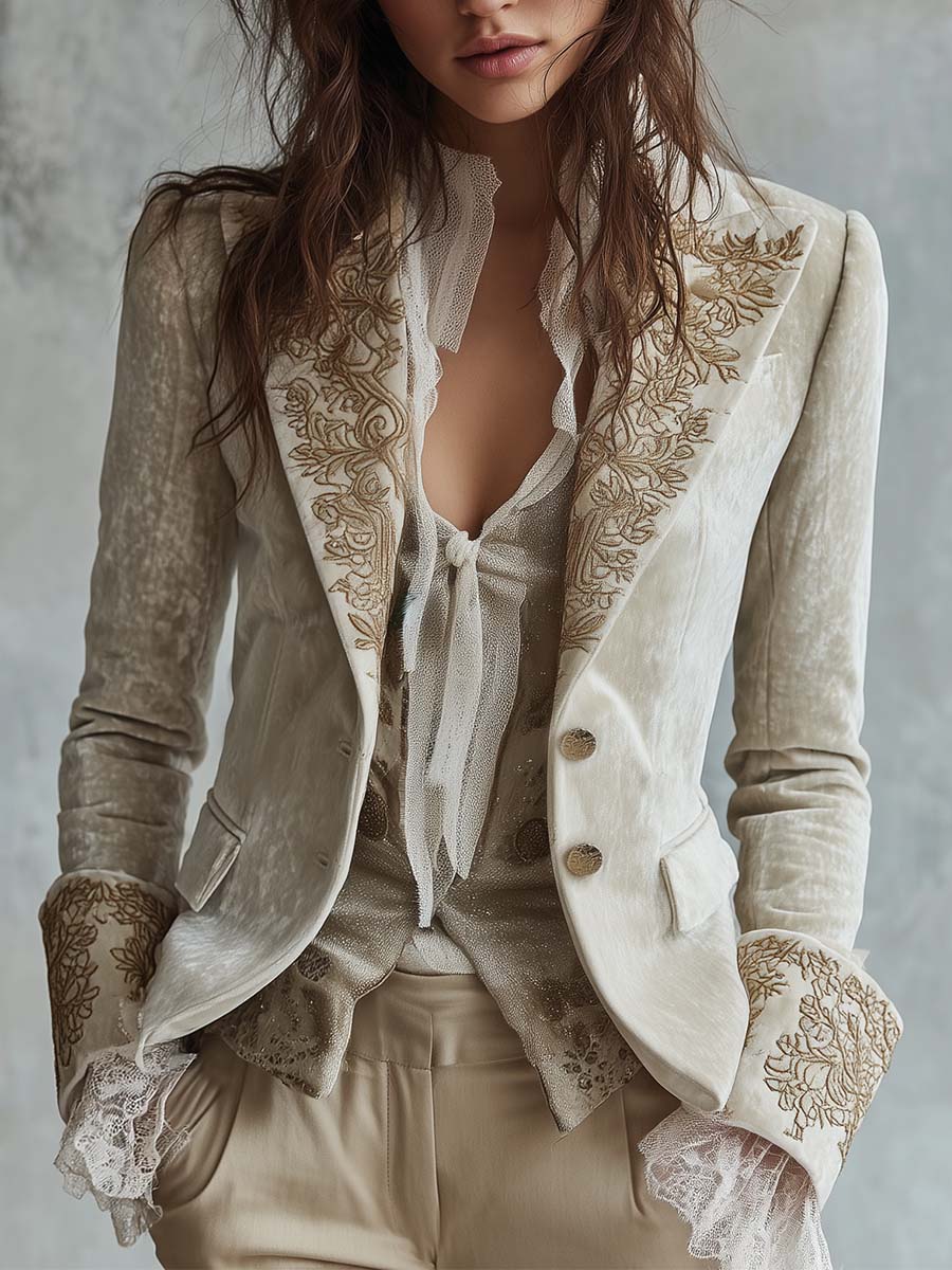 Nerina | Blazer Ricamato Avorio