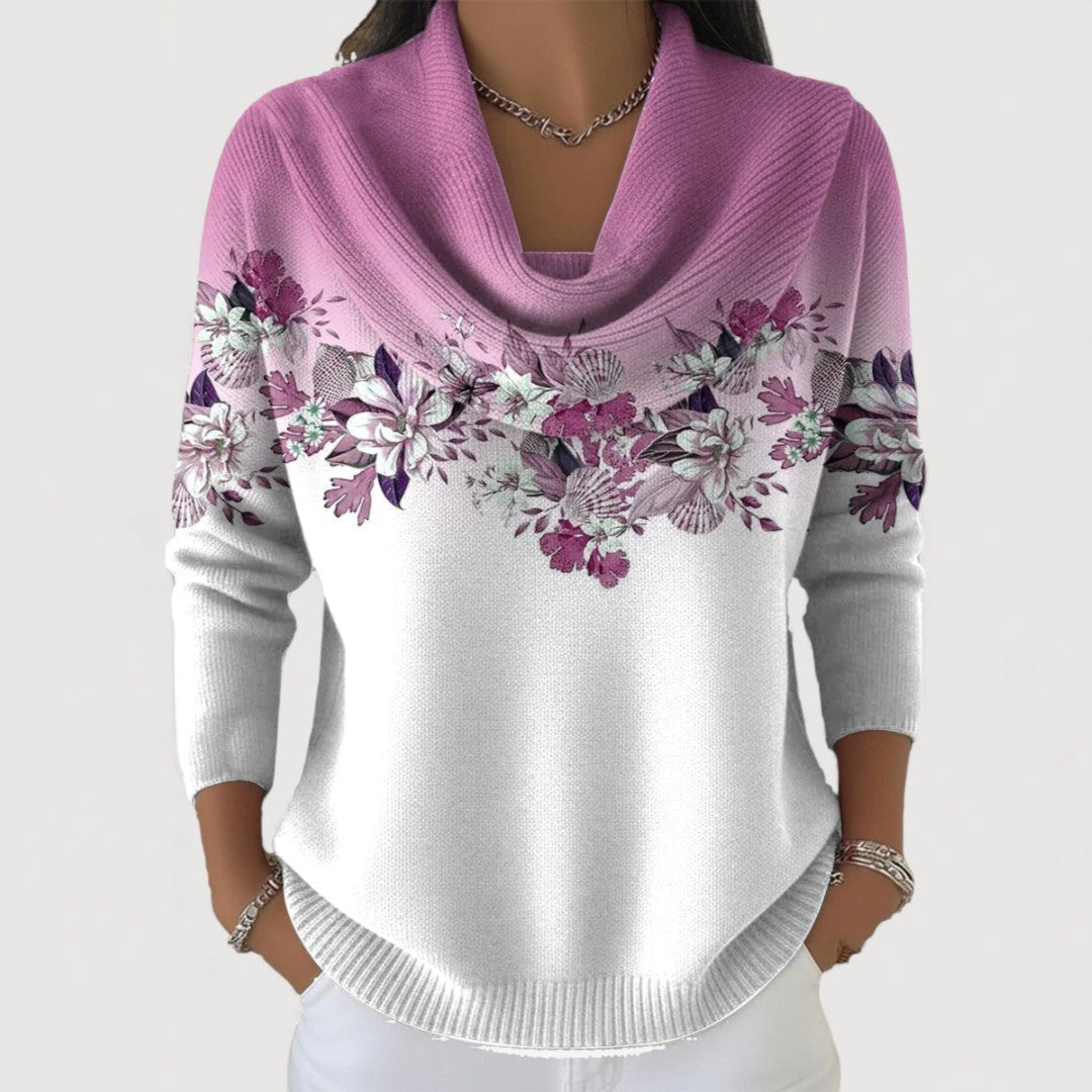 Aurora | Maglione Floreale con Collo Alto
