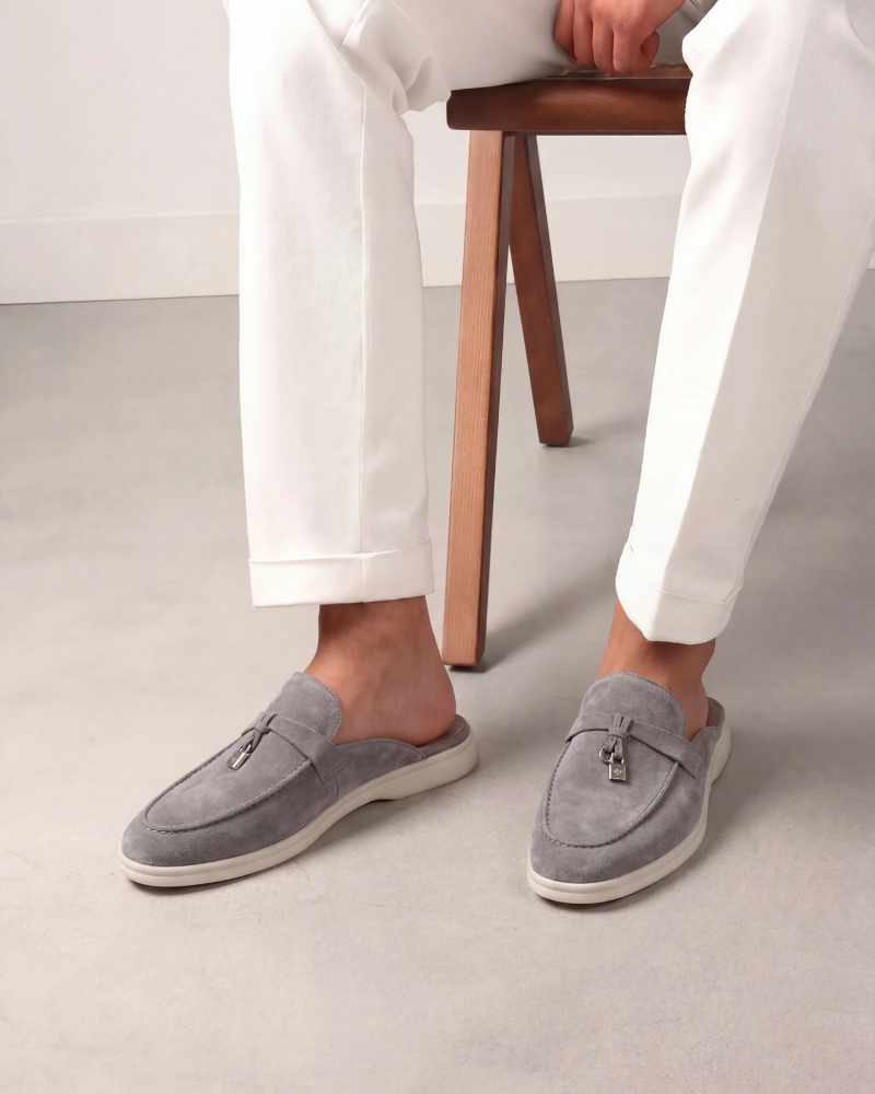 Mediterraneo | Mocassino Aperto Camoscio — Grigio Chiaro