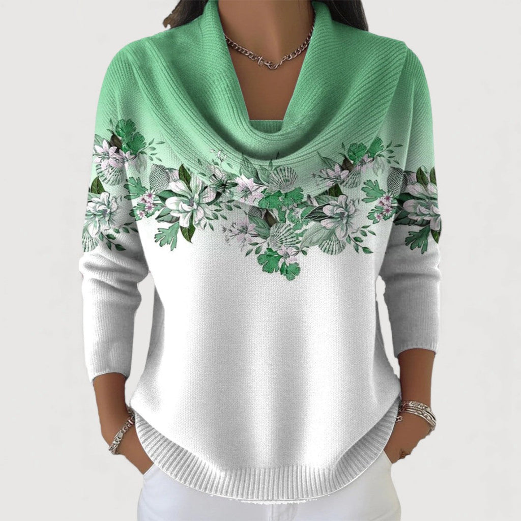 Aurora | Maglione Floreale con Collo Alto