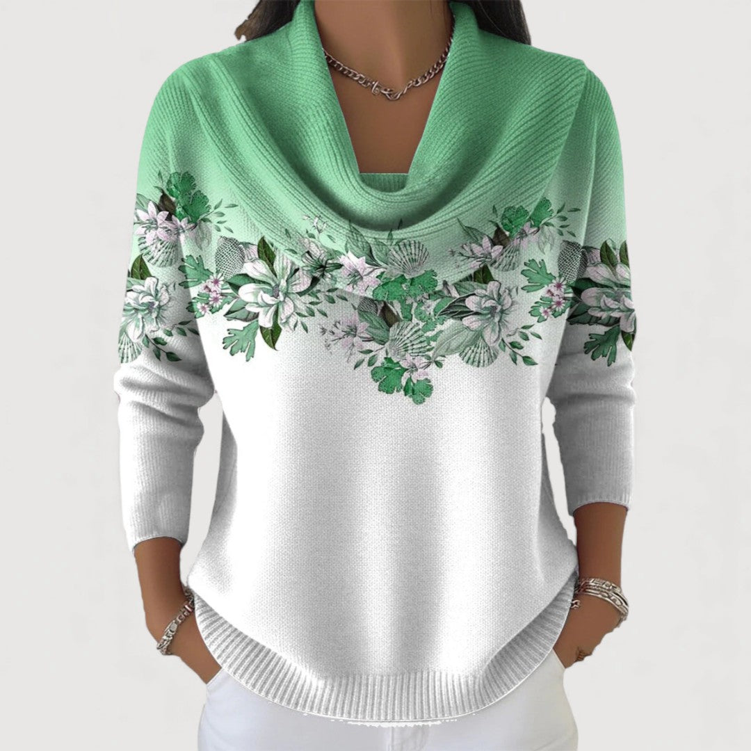 Aurora | Maglione Floreale con Collo Alto