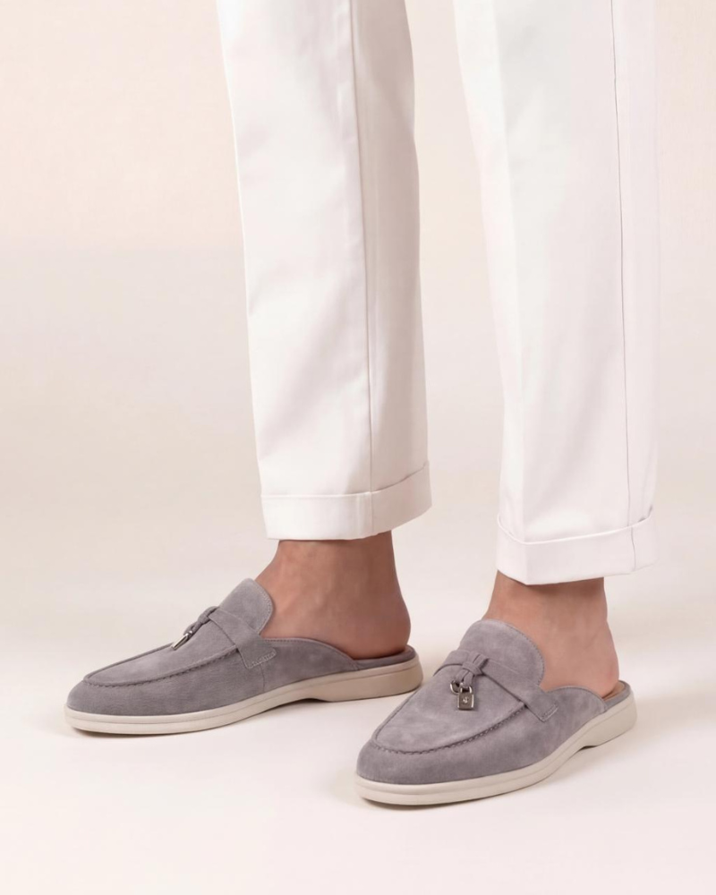 Mediterraneo | Mocassino Aperto Camoscio — Grigio Chiaro