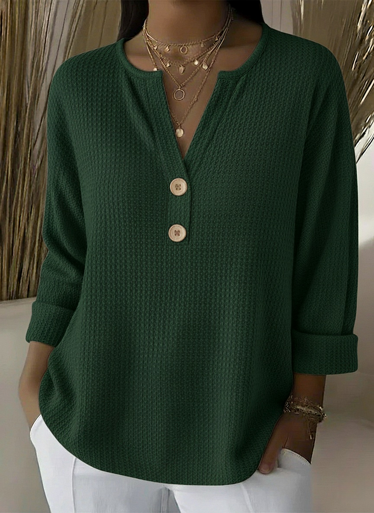 Lucia | Maglietta Henley Goffrata con Bottoni