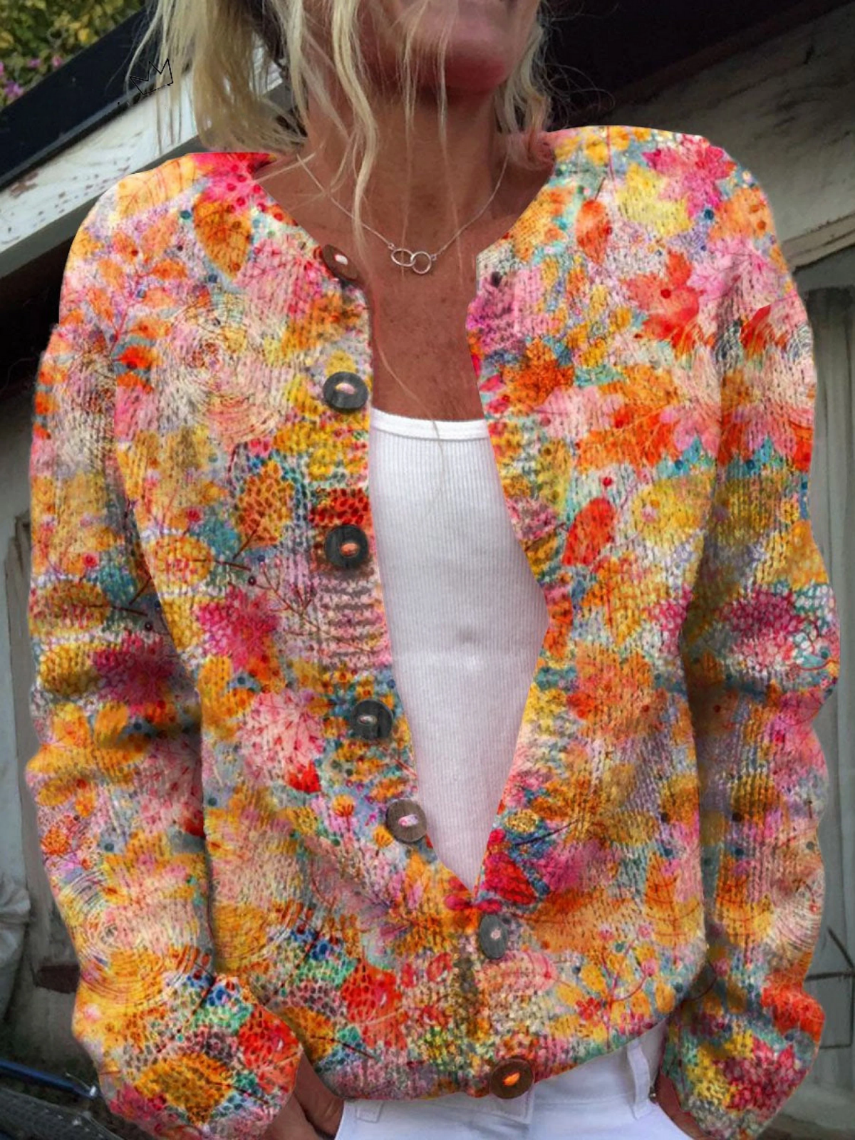 Dalia | Cardigan Floreale Dipinto