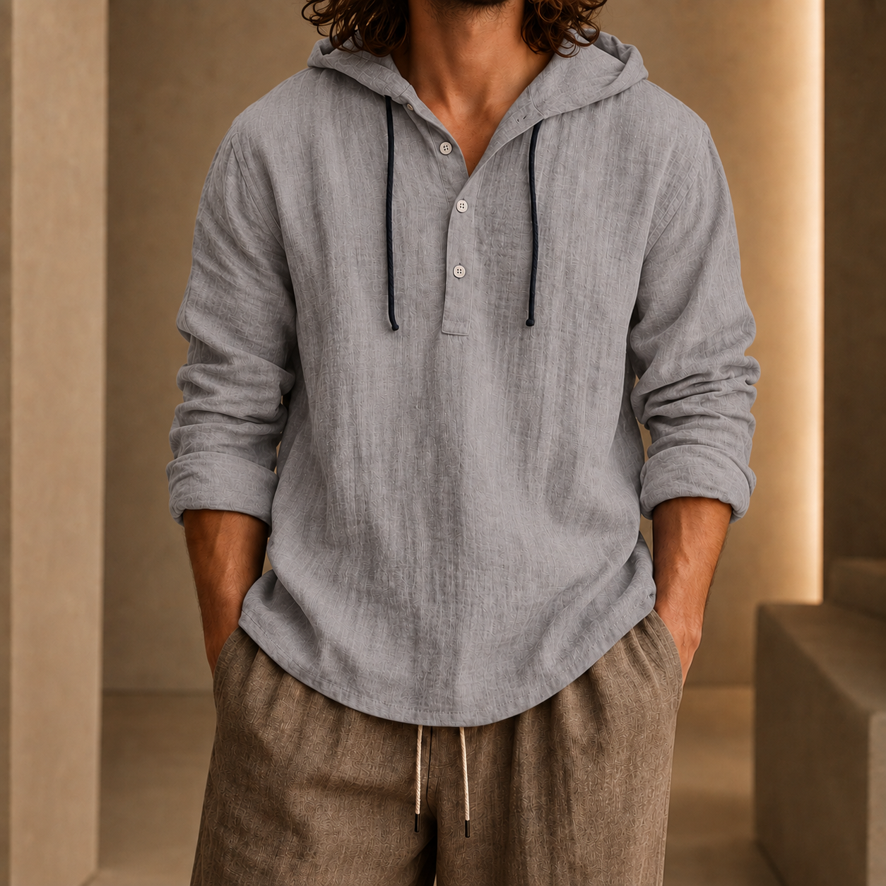 Bruno | Camicia Casual con Cappuccio