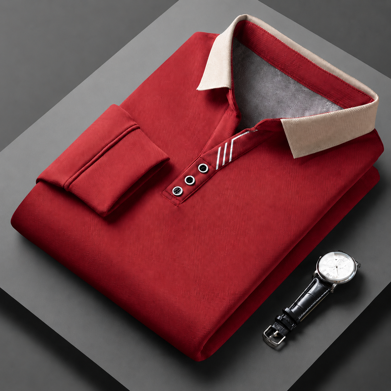 Fulvio | Polo Maniche Lunghe con Colletto a Contrasto