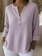 Lucia | Maglietta Henley Goffrata con Bottoni