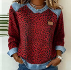 Bernarda | Maglia Animalier con Colletto in Denim