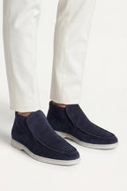 Monaco | Mocassino Aperto Camoscio — Blu Navy