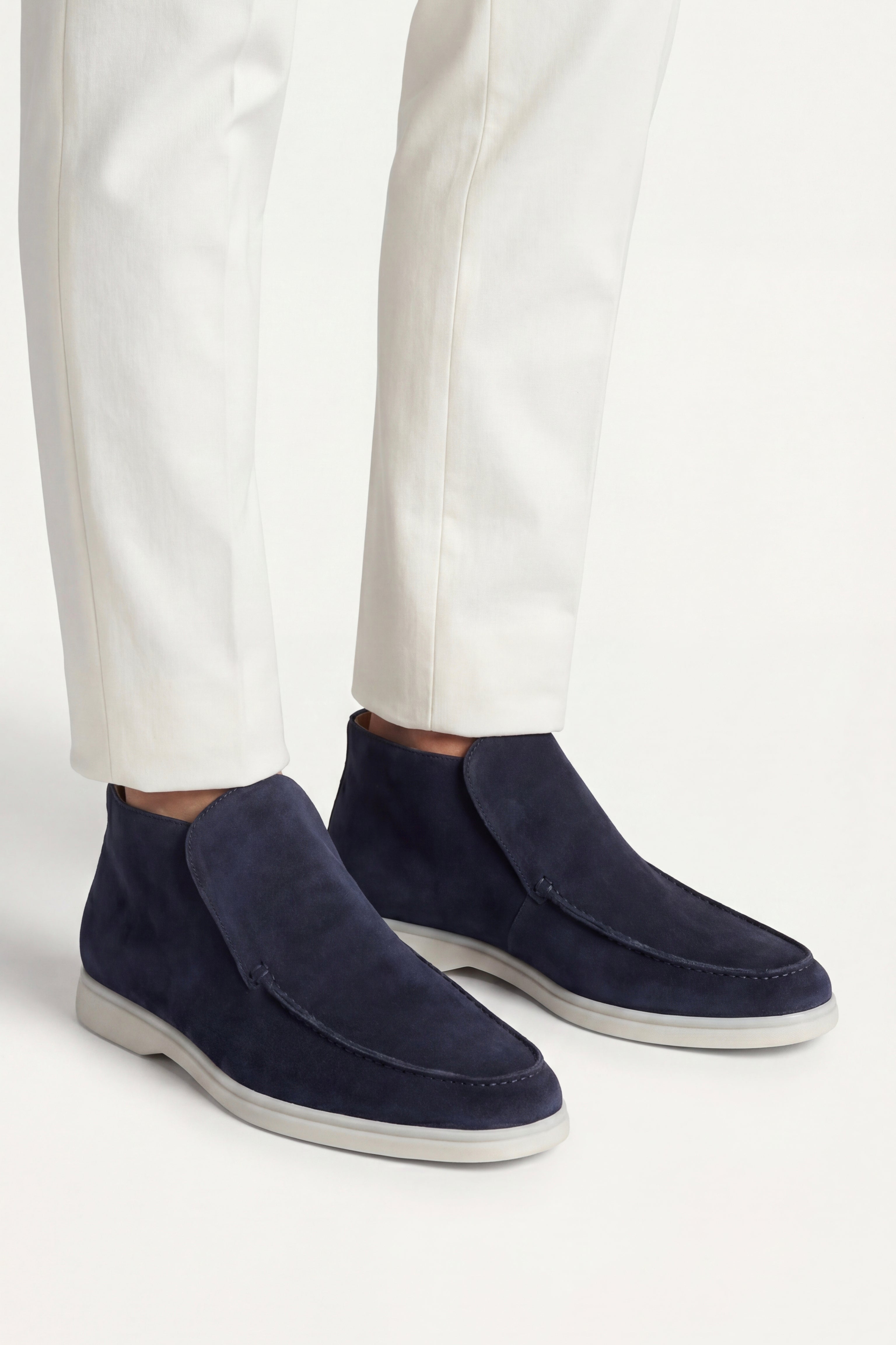 Monaco | Mocassino Aperto Camoscio — Blu Navy