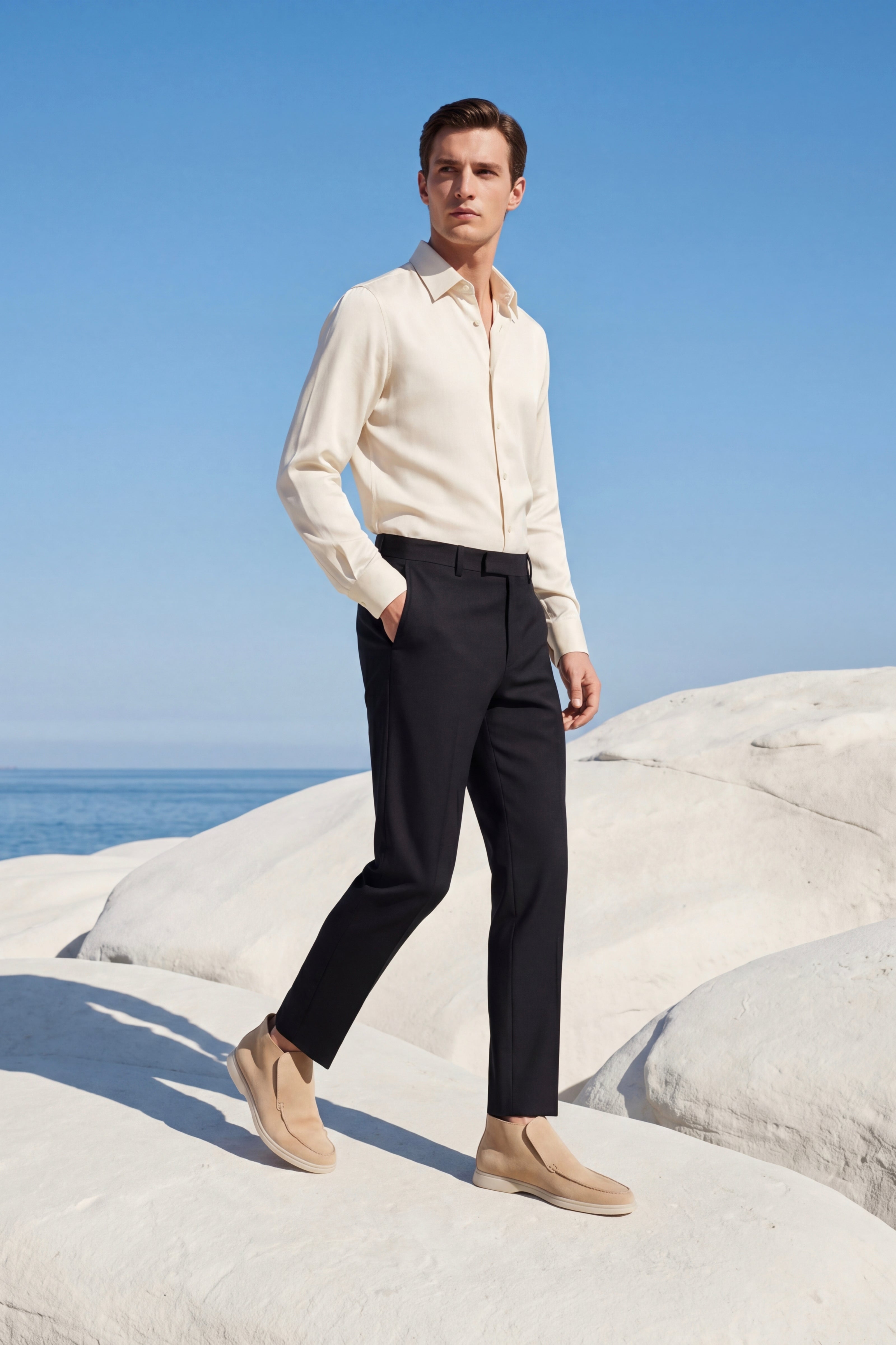 Monaco | Mocassino Aperto Camoscio — Beige