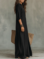 Solene | Vestito Lungo Ampio con Bottoni