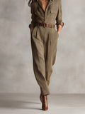 Anna | Completo Camicia e Pantalone a Quadri Monocromatico