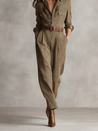 Anna | Completo Camicia e Pantalone a Quadri Monocromatico