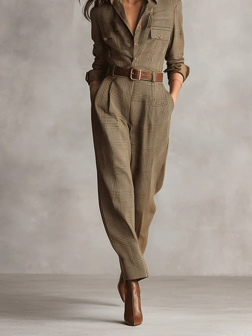 Anna | Completo Camicia e Pantalone a Quadri Monocromatico