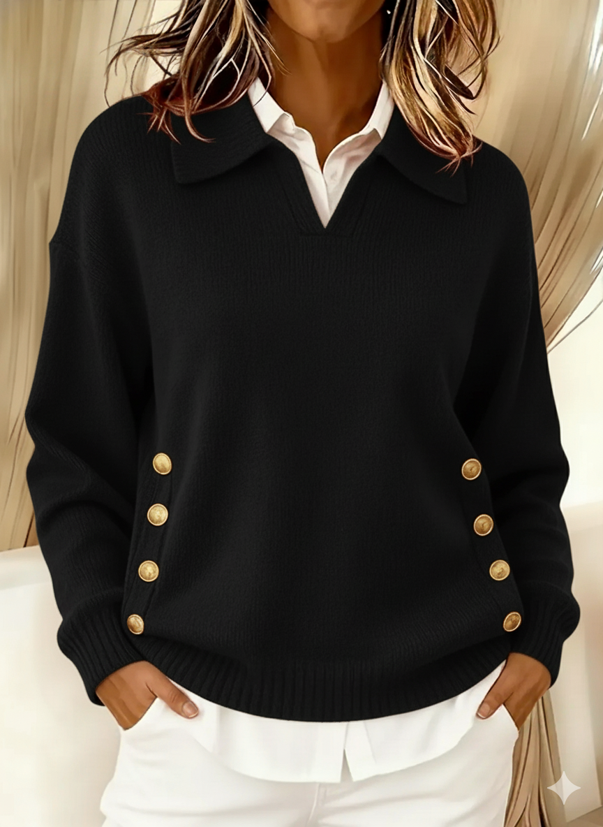 Erminia | Maglione con Collo Polo e Bottoni
