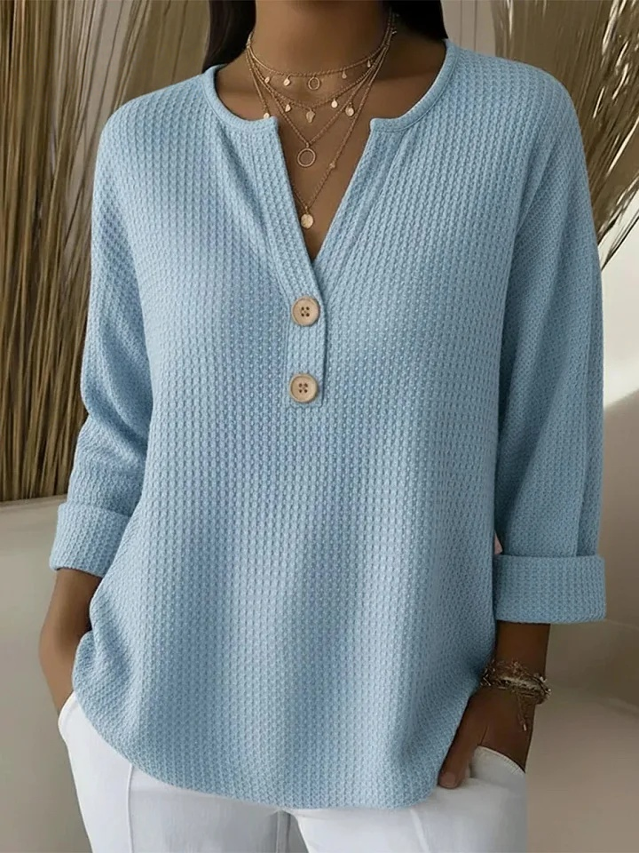 Lucia | Maglietta Henley Goffrata con Bottoni