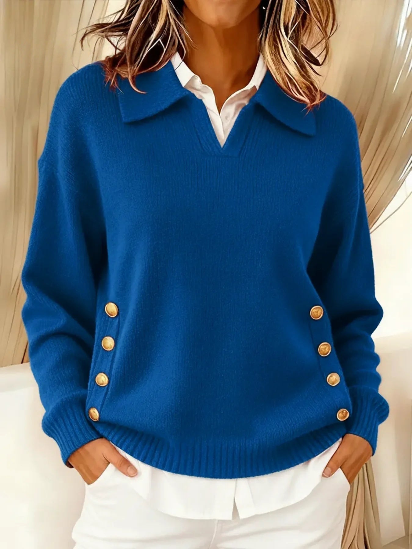 Erminia | Maglione con Collo Polo e Bottoni