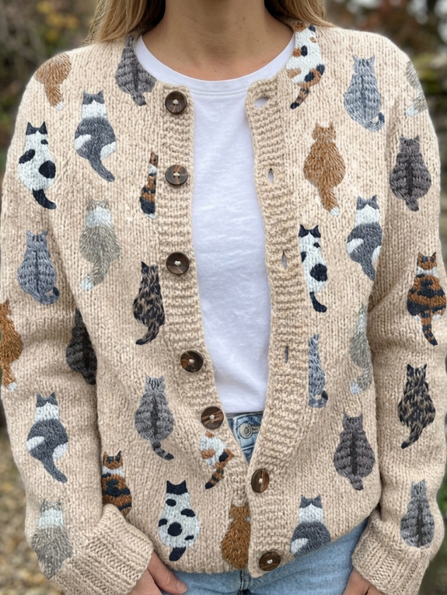 Lidia | Cardigan Stampa Gatti