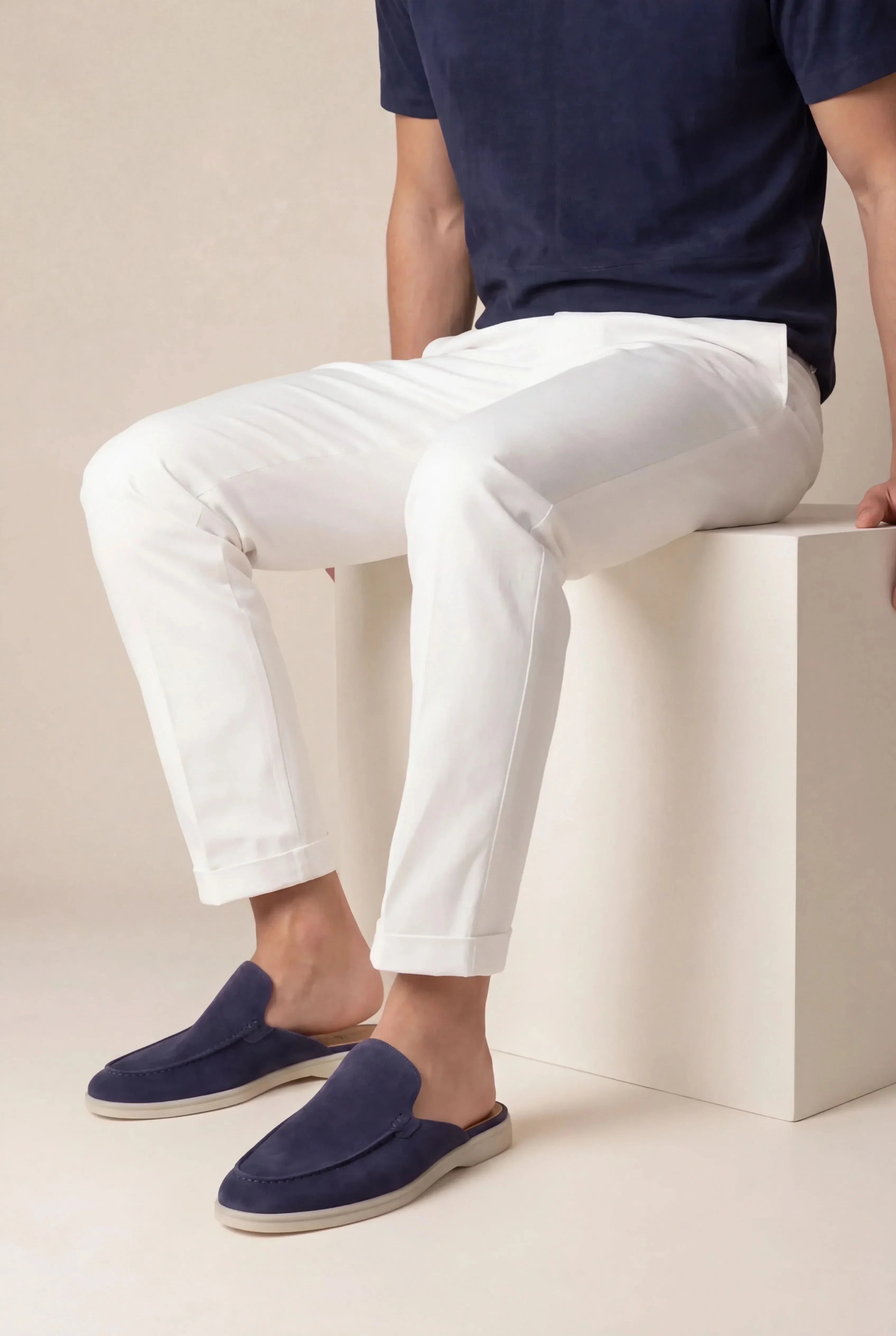 Yacht | Mocassino Aperto Camoscio — Blu Navy