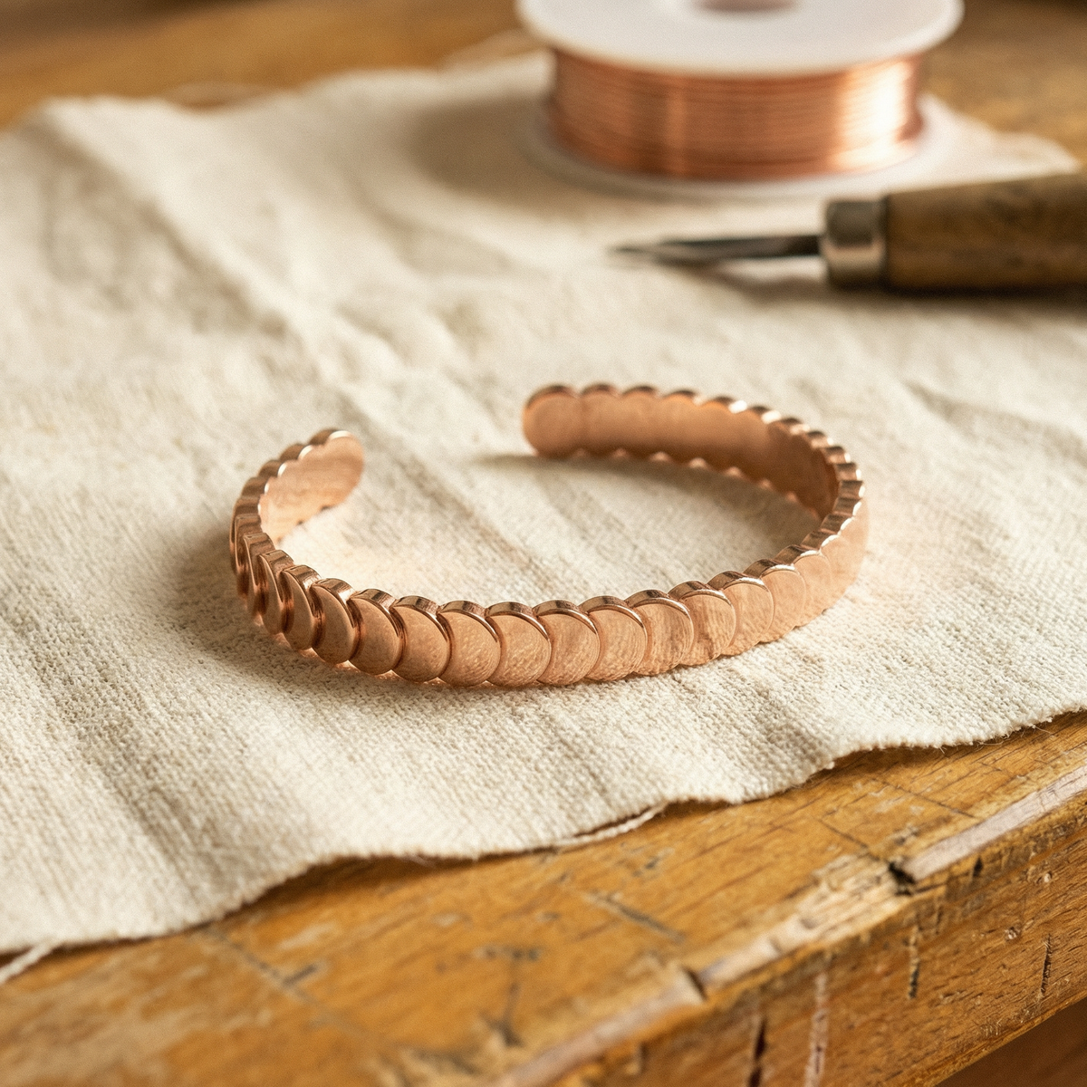 Bracciale in Rame a Scaglie Sovrapposte
