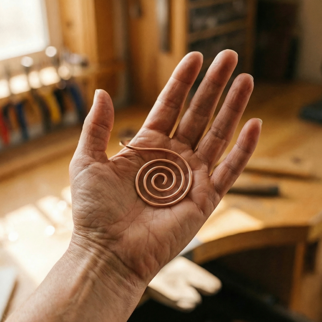 Bracciale a Spirale da Mano in Rame
