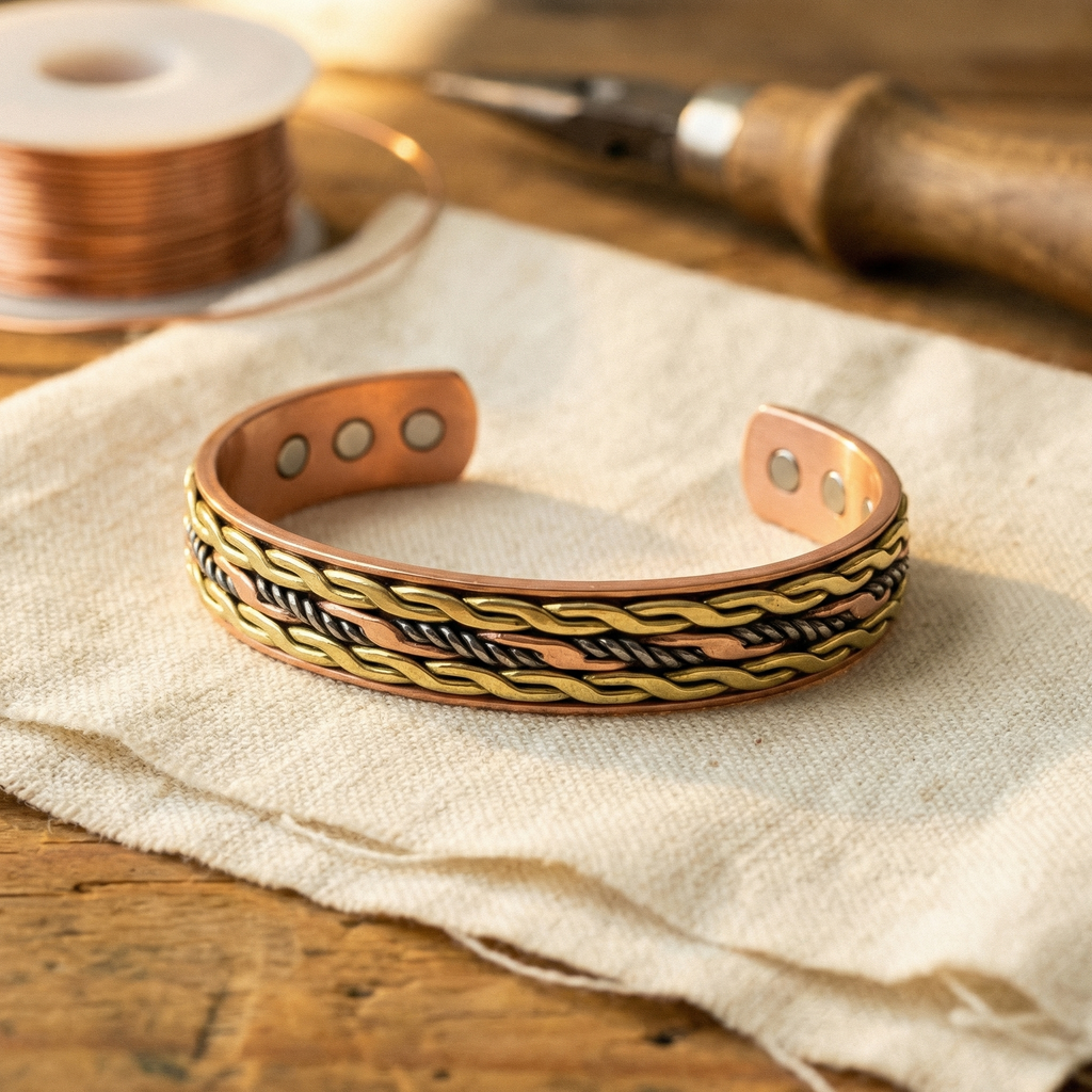 Bracciale in Rame Ritorto Tre Toni