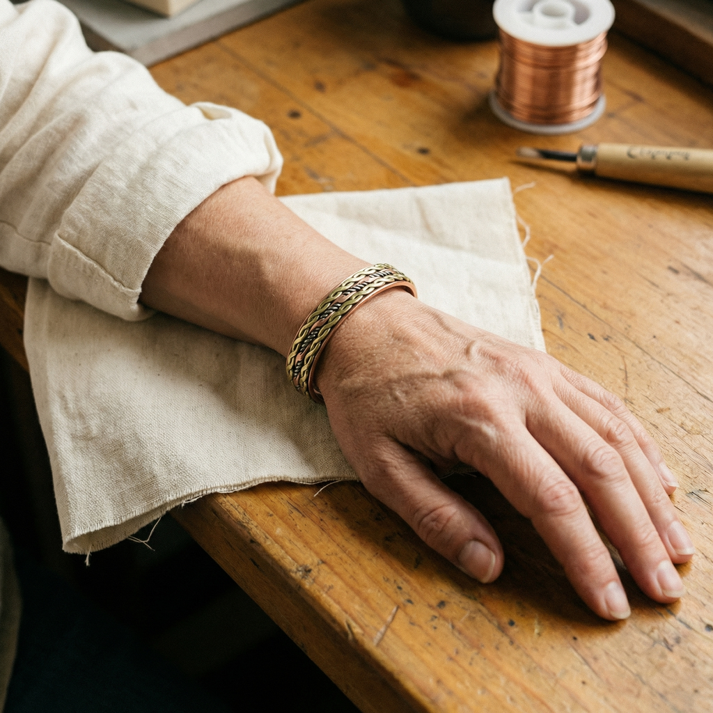Bracciale in Rame Ritorto Tre Toni