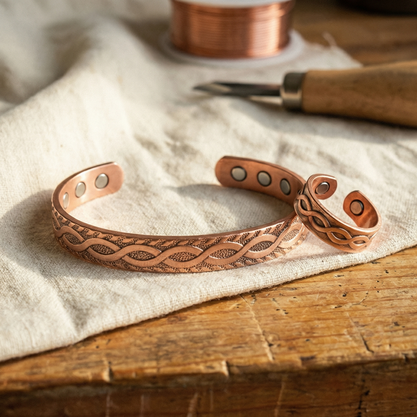 Parure in Rame a Nodo: Bracciale e Anello