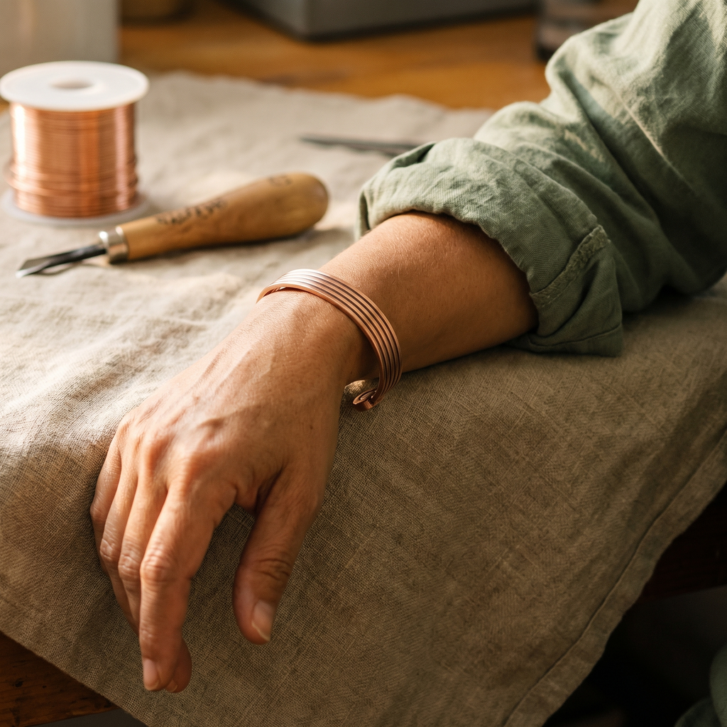 Bracciale in Rame a Coste Strutturali