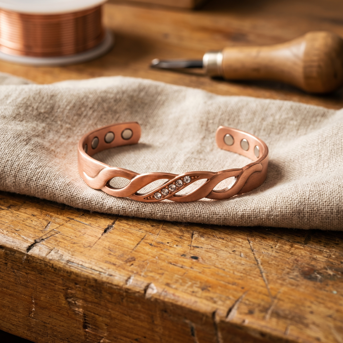 Bracciale in Rame a Due Fili con Magneti