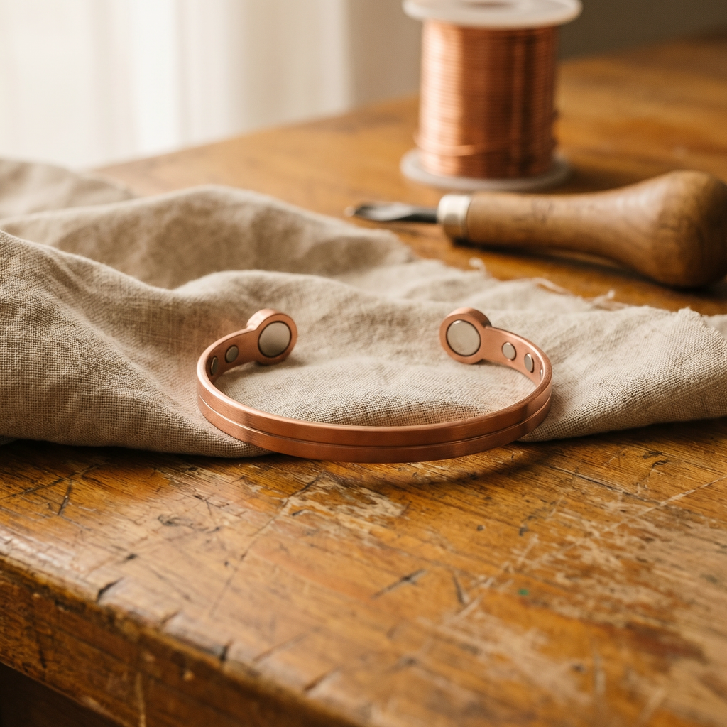 Bracciale in Rame a Due Canali con Magneti