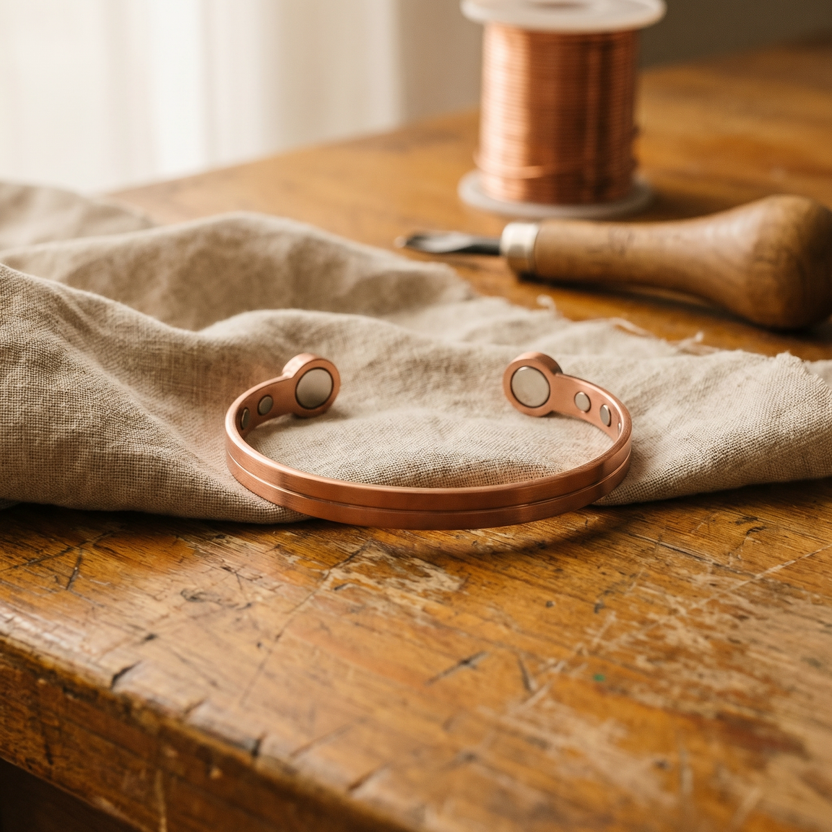 Bracciale in Rame a Due Canali con Magneti