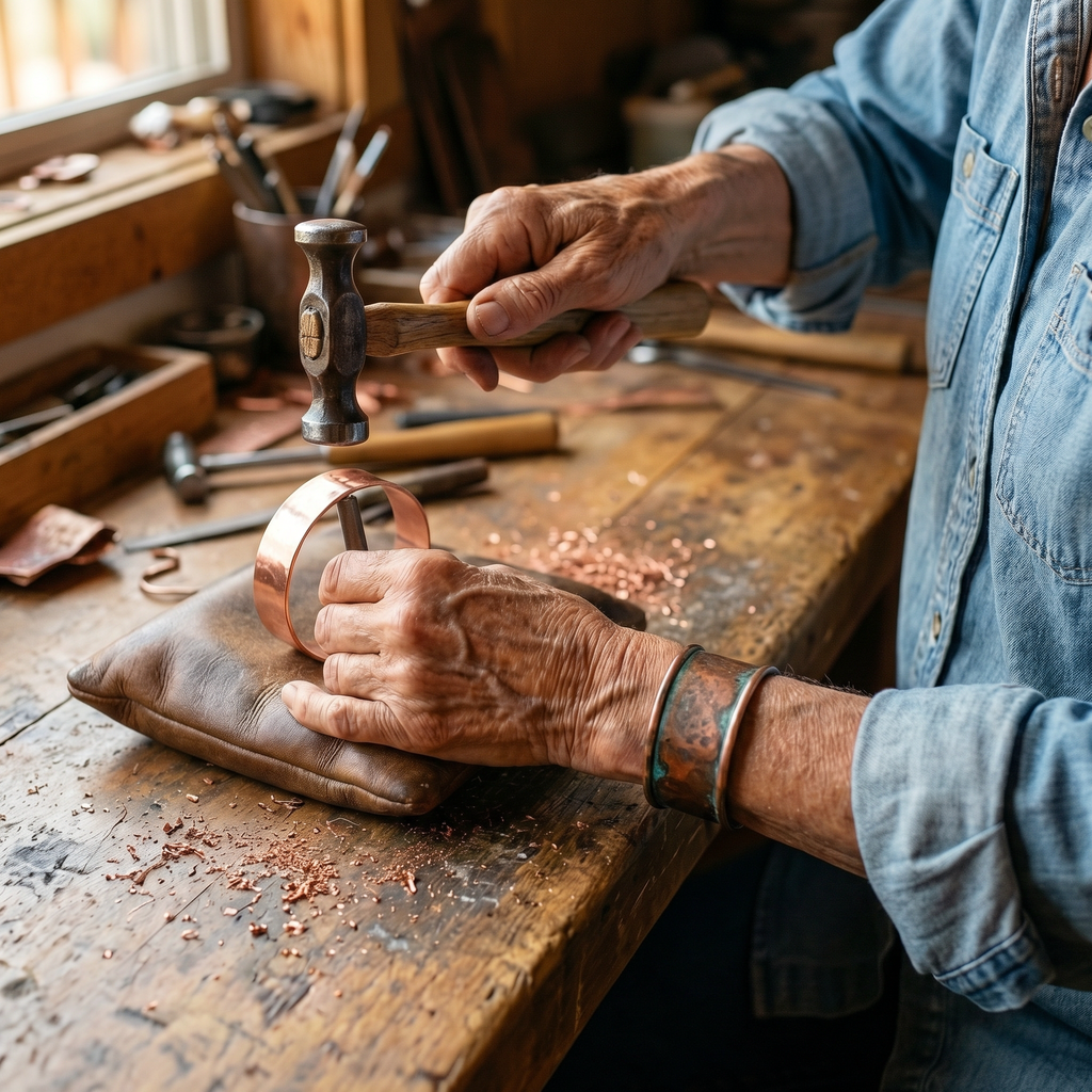 Bracciale in Rame a Due Canali con Magneti