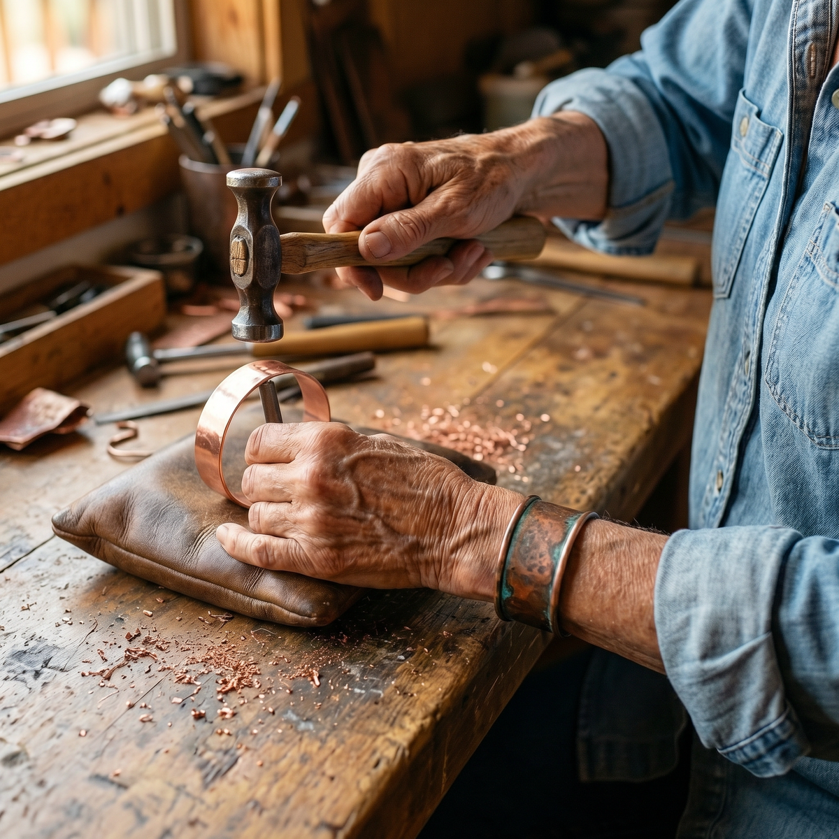 Bracciale in Rame a Due Canali con Magneti
