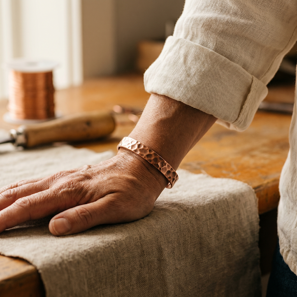 Bracciale in Rame Martellato a Conche