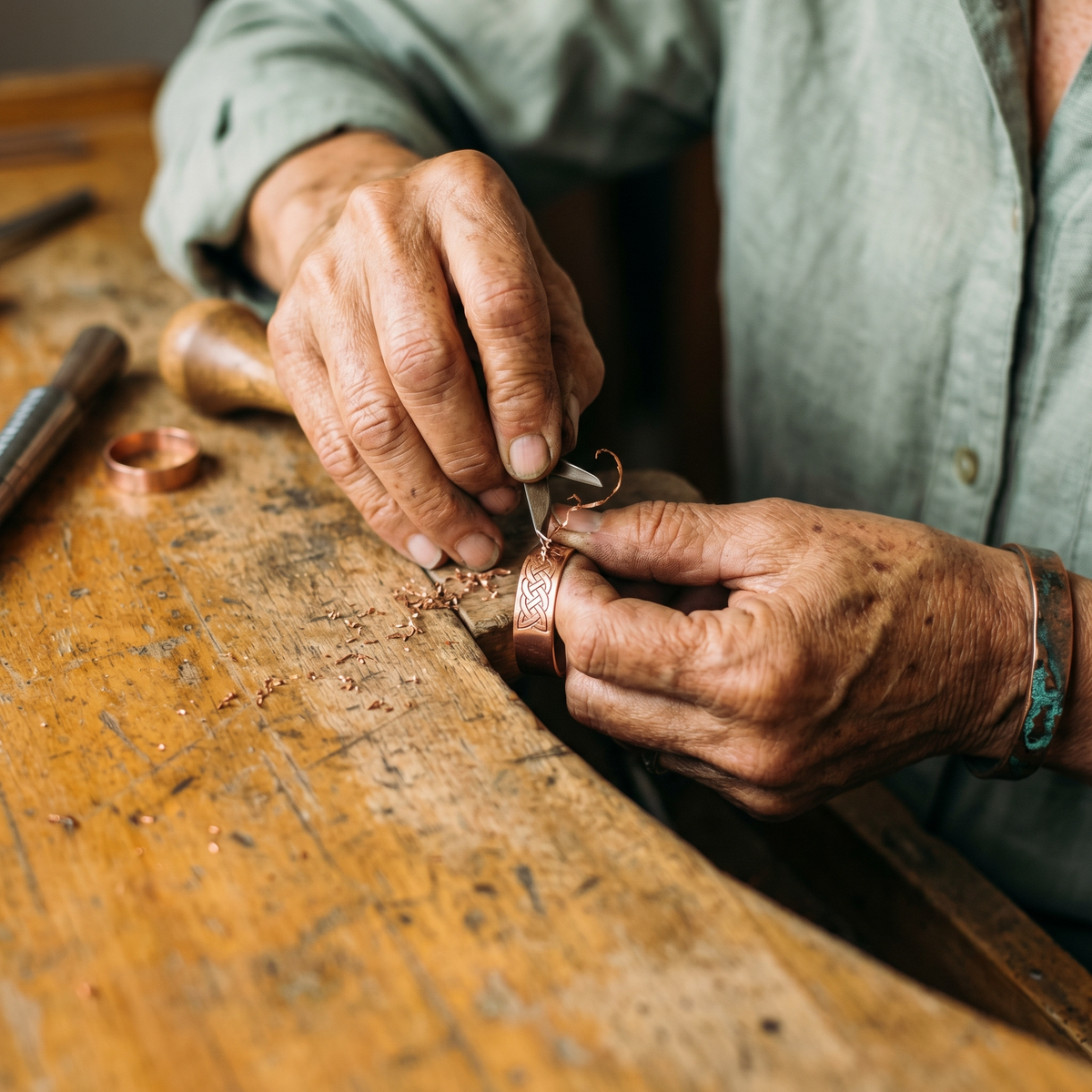 Anello in Rame Aperto Regolabile